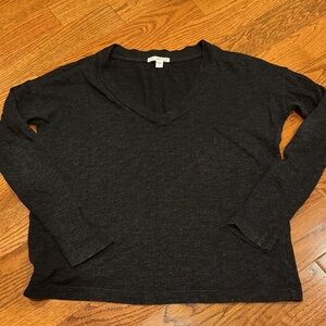 James Peres standard heathered Black V-Neck Top Size 1 small